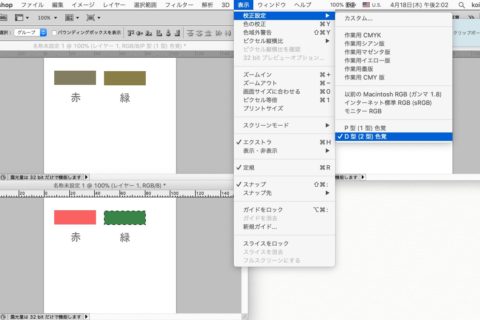 アドビフォトショップ・イラストレータ(CS4以降)で3タイプの色覚を同時に表示しながら色を選ぶ方法
